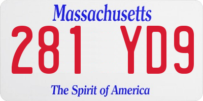 MA license plate 281YD9