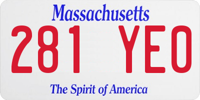 MA license plate 281YE0