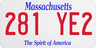 MA license plate 281YE2