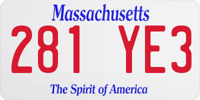 MA license plate 281YE3