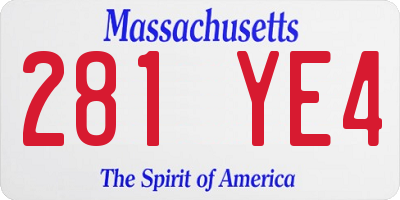 MA license plate 281YE4