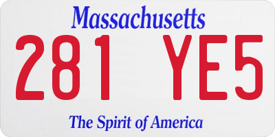 MA license plate 281YE5