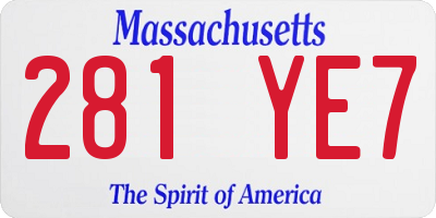 MA license plate 281YE7
