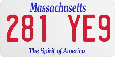 MA license plate 281YE9
