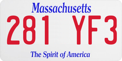 MA license plate 281YF3