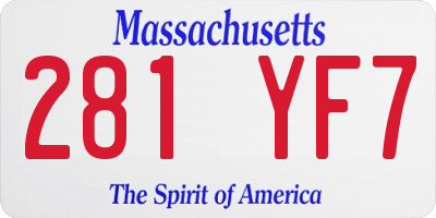 MA license plate 281YF7
