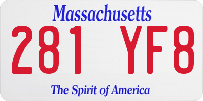 MA license plate 281YF8