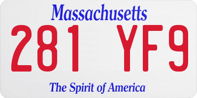 MA license plate 281YF9