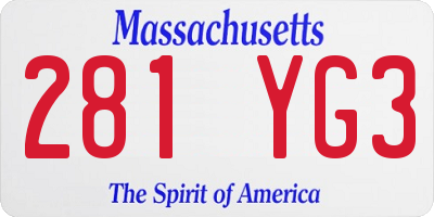 MA license plate 281YG3