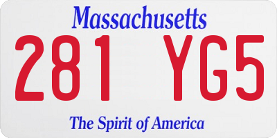 MA license plate 281YG5