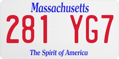MA license plate 281YG7