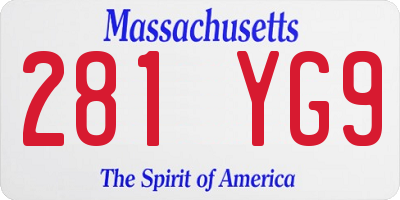 MA license plate 281YG9