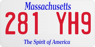 MA license plate 281YH9
