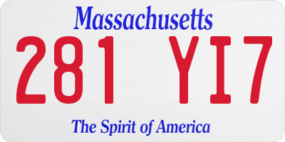 MA license plate 281YI7
