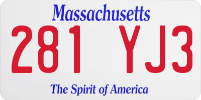 MA license plate 281YJ3