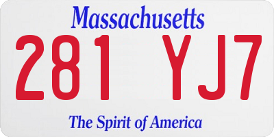 MA license plate 281YJ7