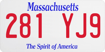 MA license plate 281YJ9