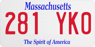 MA license plate 281YK0