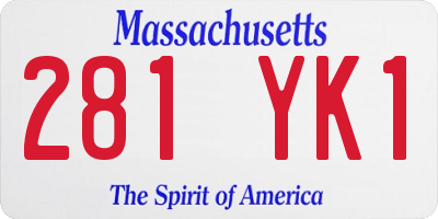 MA license plate 281YK1