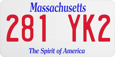 MA license plate 281YK2