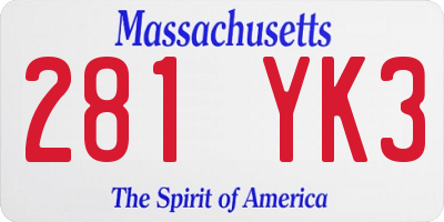 MA license plate 281YK3