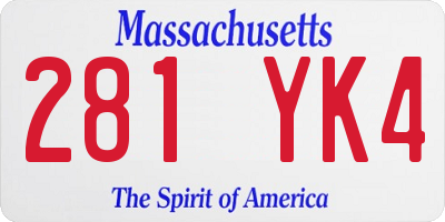 MA license plate 281YK4