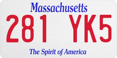 MA license plate 281YK5