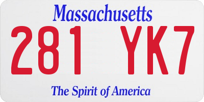 MA license plate 281YK7