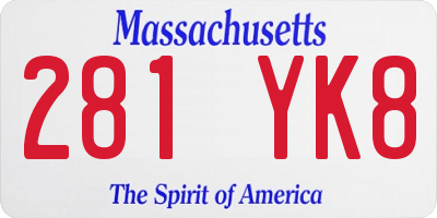 MA license plate 281YK8
