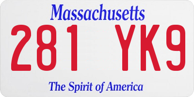 MA license plate 281YK9