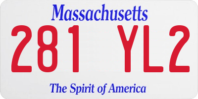 MA license plate 281YL2