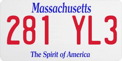 MA license plate 281YL3