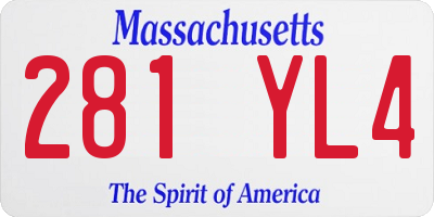 MA license plate 281YL4