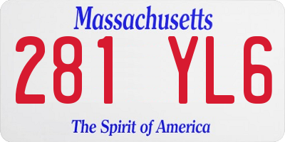 MA license plate 281YL6