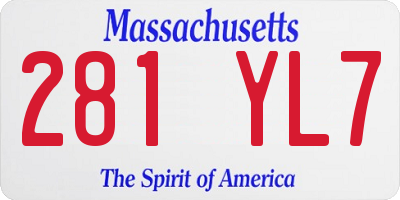 MA license plate 281YL7