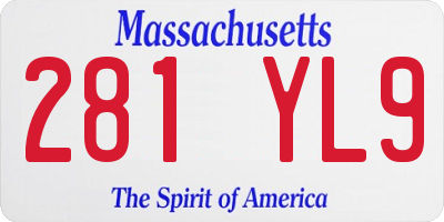 MA license plate 281YL9