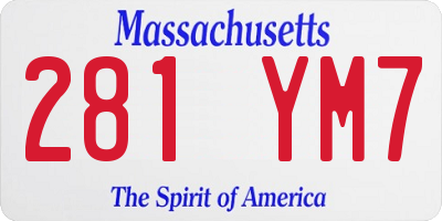 MA license plate 281YM7