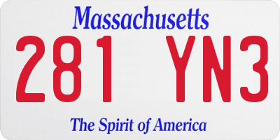 MA license plate 281YN3