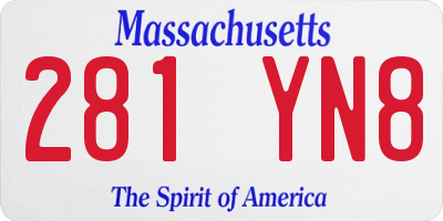 MA license plate 281YN8