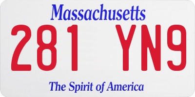 MA license plate 281YN9