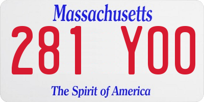 MA license plate 281YO0