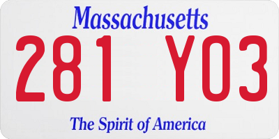 MA license plate 281YO3
