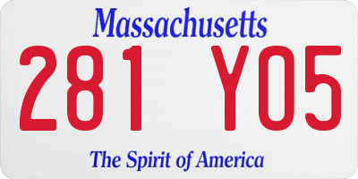 MA license plate 281YO5