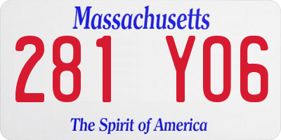 MA license plate 281YO6