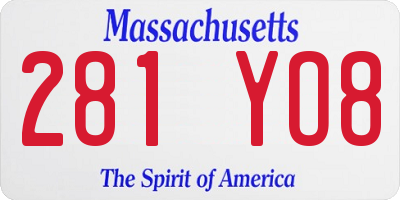 MA license plate 281YO8