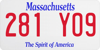 MA license plate 281YO9