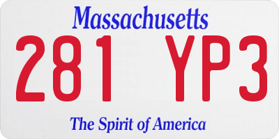 MA license plate 281YP3
