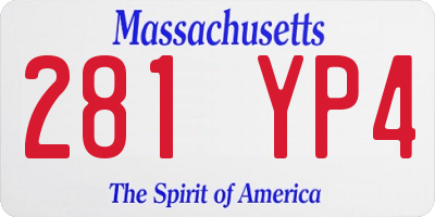 MA license plate 281YP4