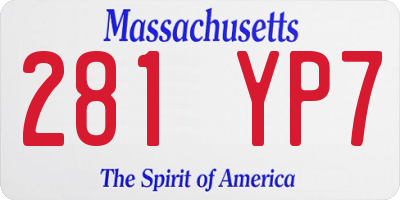MA license plate 281YP7