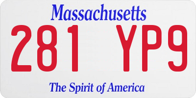 MA license plate 281YP9